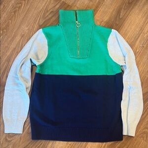 J. Crew Women’s Green and Blue Zip-Up Sweater